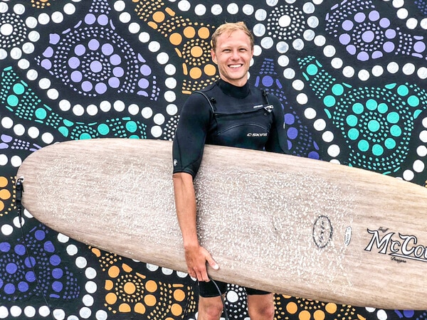 Calvin surfing in Bondi, Beach Australia